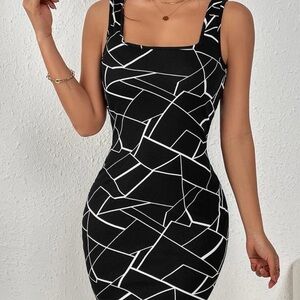 Black and White Geometric Pattern Dress